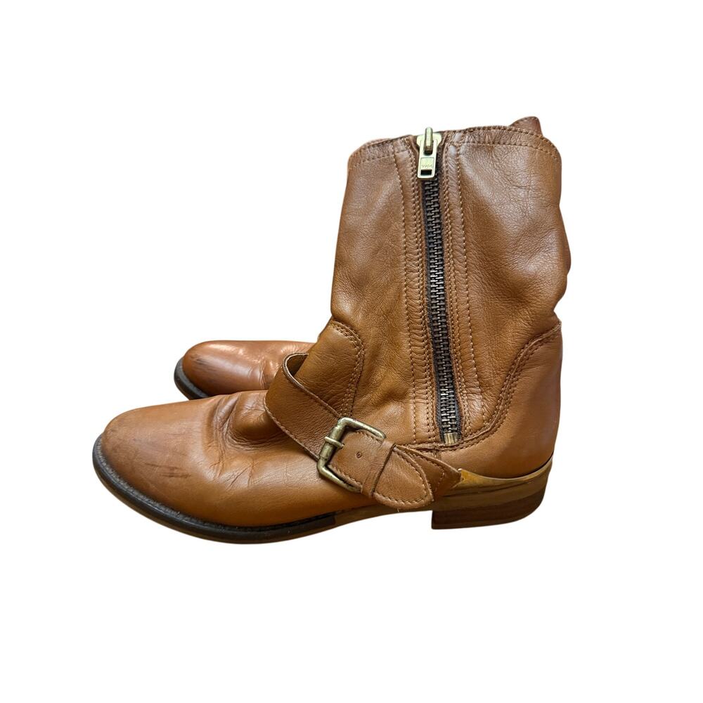 ALDO brown leather biker ankle boots women's 39 (8,5/9) slouchy soft moto Edgy